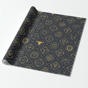 Schwarzes Gold Sternzeichen (2) Geschenkpapier