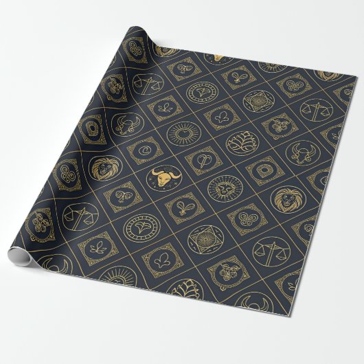 Schwarzes Gold Sternzeichen (2) Geschenkpapier (Ungerollt)