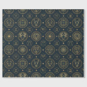 Schwarzes Gold Sternzeichen (3) Geschenkpapier (Flach)
