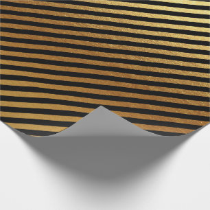 Schwarzes Gold Stripes Linien metallisches Geschenkpapier