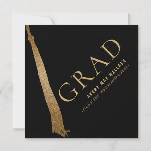 Schwarzes Gold-Tassel Unikat Abschlusskundenspezif Einladung