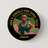 Schwarzes Gold-Track-Team-Foto High School Läufer Button (Vorderseite)