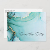 Schwarzes Gold Türkis Hochzeit Sichern Sie das Dat Ankündigungspostkarte (Vorne/Hinten)