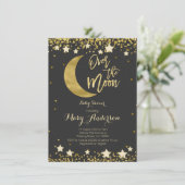 Schwarzes Gold über der Mond-Baby-Dusche Einladung (Stehend Vorderseite)