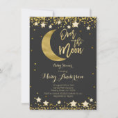 Schwarzes Gold über der Mond-Baby-Dusche Einladung (Vorderseite)