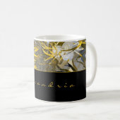 Schwarzes Gold und Grau Abstrakt | Name | Skript Kaffeetasse (VorderseiteRechts)