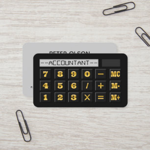 Schwarzes Gold und grauer Taschenrechner Visitenkarte