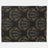 Schwarzes Gold und Gray-Stilisierte Damaskus-Muste Fleecedecke (Vorderseite (Horizontal))