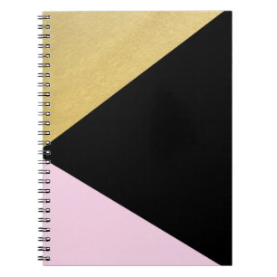 Schwarzes Gold- und Rosa-Farbblock Mod Glam Dreiec Notizblock