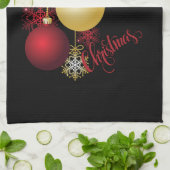 Schwarzes, Gold und Rotes Weihnachtsgebäck - Party Geschirrtuch (Gefaltet)
