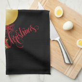 Schwarzes, Gold und Rotes Weihnachtsgebäck - Party Geschirrtuch (Viertel Falte)