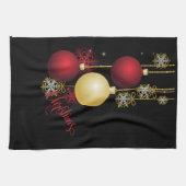 Schwarzes, Gold und Rotes Weihnachtsgebäck - Party Geschirrtuch (Horizontal)
