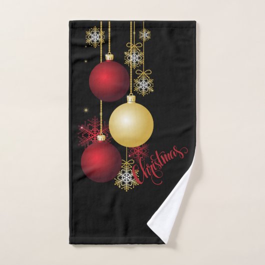 Schwarzes, Gold und Rotes Weihnachtsgebäck - Party Handtuch (Handtuch)