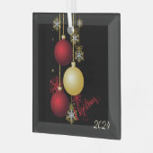 Schwarzes, Gold und Rotes Weihnachtsgebäck - Party Ornament Aus Glas (Vorderseite links)