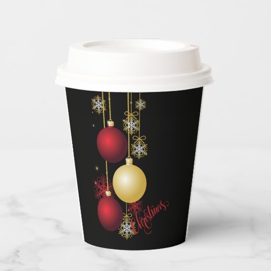 Schwarzes, Gold und Rotes Weihnachtsgebäck - Party Pappbecher (Vorderseite)
