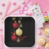 Schwarzes, Gold und Rotes Weihnachtsgebäck - Party Pappteller (Party)