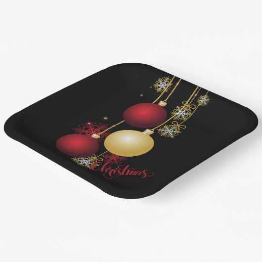 Schwarzes, Gold und Rotes Weihnachtsgebäck - Party Pappteller (Gewinkelt)