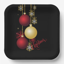 Schwarzes, Gold und Rotes Weihnachtsgebäck - Party Pappteller