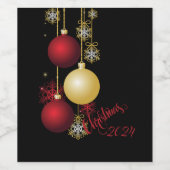 Schwarzes, Gold und Rotes Weihnachtsgebäck - Party Weinetikett (Einzelnes Label)