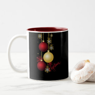 Schwarzes, Gold und Rotes Weihnachtsgebäck - Party Zweifarbige Tasse