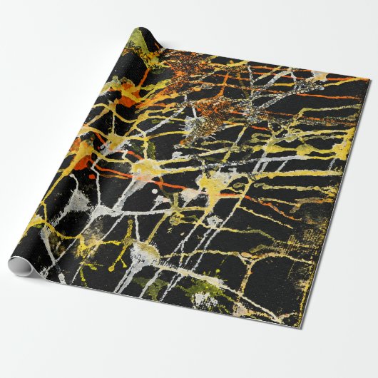 Schwarzes Gold- und Silber-Abstract-Splatter Geschenkpapier (Ungerollt)