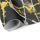 Schwarzes Gold- und Silber-Abstract-Splatter Geschenkpapier (Rolleneckpunkt)
