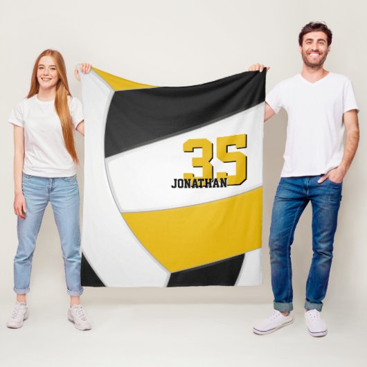 Schwarzes Gold und weiße Jungen Mädchen Volleyball Fleecedecke (Beispiel)