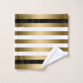 Schwarzes Gold und weiße Streifen Badhandtuch Set (Waschlappen)