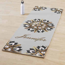 Schwarzes Gold und weißes geometrisches Design Yogamatte