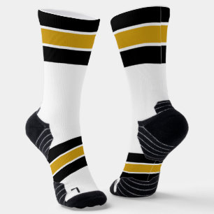 Schwarzes Gold und weißes Streifen Socken