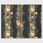 Schwarzes Gold viktorianisches Fuchs-Botanikmuster Geschenkpapier (Flach)