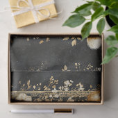 Schwarzes Gold viktorianisches Fuchs-Botanikmuster Seidenpapier (Geschenk)