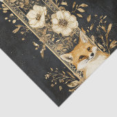 Schwarzes Gold viktorianisches Fuchs-Botanikmuster Seidenpapier (Detail)