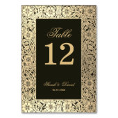 Schwarzes Gold Vintage elegante Script Blumenhochz Tischnummer (Rückseite)