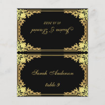 Schwarzes Gold Vintager Name Hochzeitsnahrung Plat
