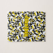 Schwarzes Gold Volleyball-Team färbt Kinder Puzzle (Horizontal)