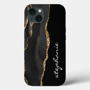 Schwarzes Gold-Wasserfarbe-Achat-Personalisiert Case-Mate iPhone Hülle