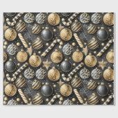 Schwarzes Gold Weihnachtsmuster#12 ID1009 Geschenkpapier (Flach)