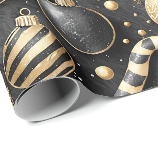 Schwarzes Gold Weihnachtsmuster#12 ID1009 Geschenkpapier (Rolleneckpunkt)