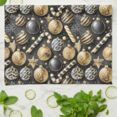 Schwarzes Gold Weihnachtsmuster#12 ID1009 Geschirrtuch (Gefaltet)