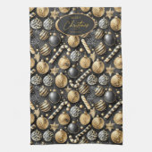 Schwarzes Gold Weihnachtsmuster#12 ID1009 Geschirrtuch (Vertikal)