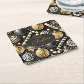 Schwarzes Gold Weihnachtsmuster#12 ID1009 Rechteckiger Pappuntersetzer (angewinkelt)