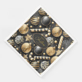 Schwarzes Gold Weihnachtsmuster#12 ID1009 Serviette (Ecke)