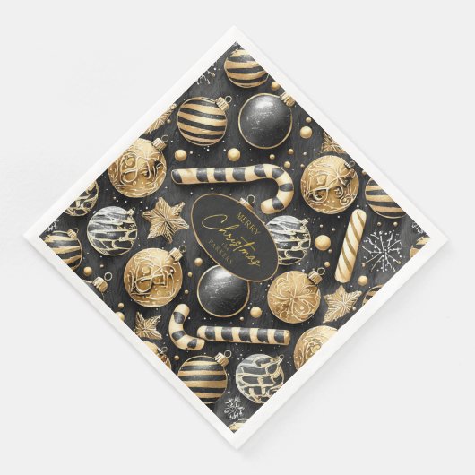 Schwarzes Gold Weihnachtsmuster#12 ID1009 Serviette (Ecke)