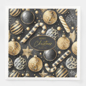 Schwarzes Gold Weihnachtsmuster#12 ID1009 Serviette (Vorderseite)