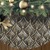 Schwarzes Gold Weihnachtsmuster#15 ID1009 Polyester Weihnachtsbaumdecke