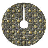 Schwarzes Gold Weihnachtsmuster#20 ID1009 Polyester Weihnachtsbaumdecke (Vorderseite)