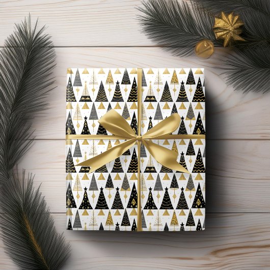 Schwarzes Gold Weihnachtsmuster#25 ID1009 Geschenkpapier