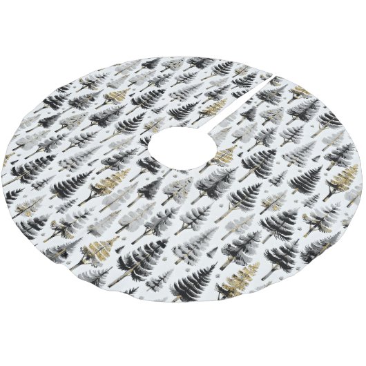 Schwarzes Gold Weihnachtsmuster#26 ID1009 Polyester Weihnachtsbaumdecke (Schrägansicht)