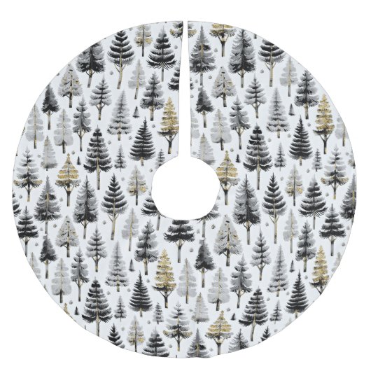 Schwarzes Gold Weihnachtsmuster#26 ID1009 Polyester Weihnachtsbaumdecke (Vorderseite)